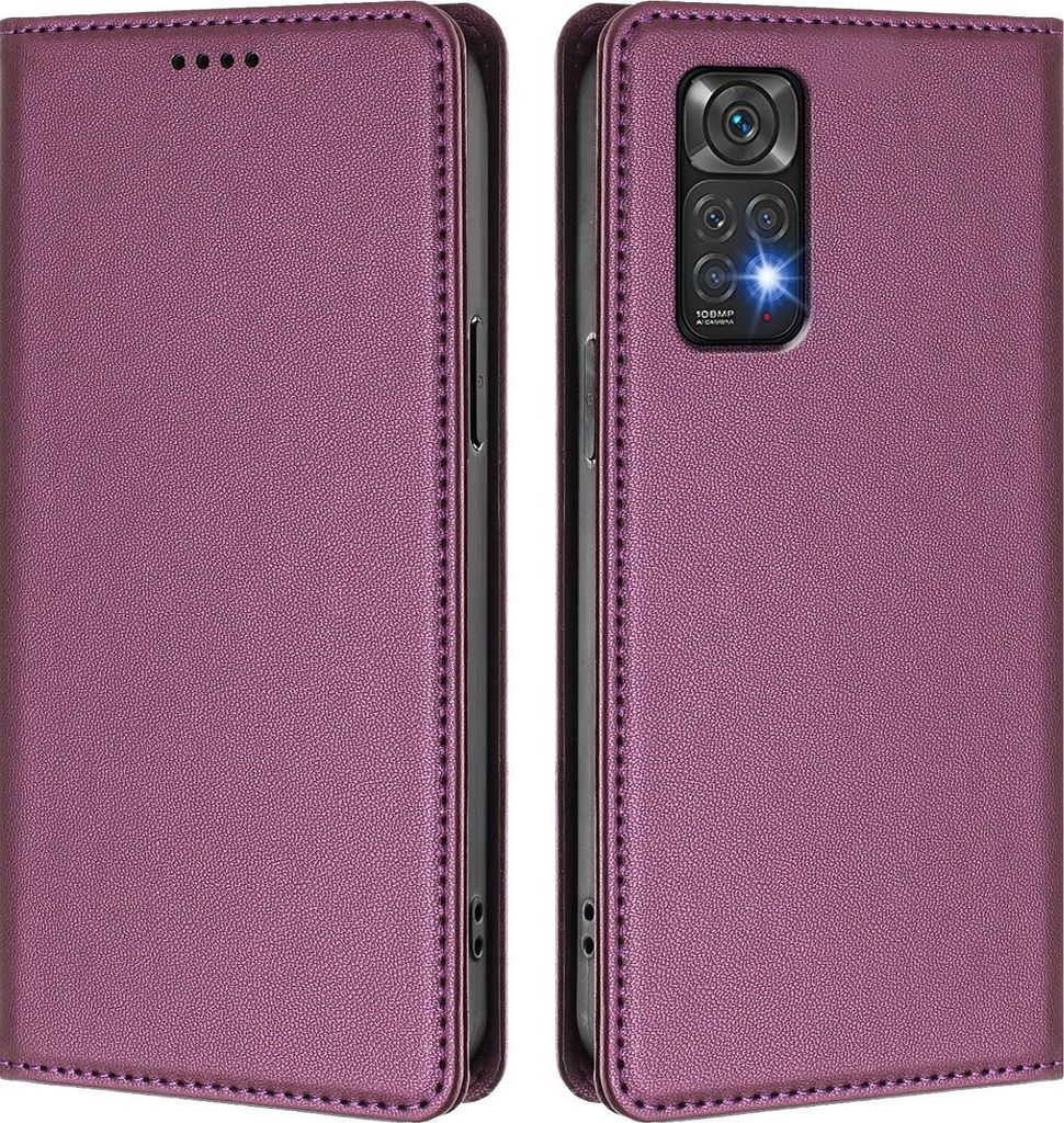 Handyhülle für Xiaomi Redmi Note 11S/Note 11 4G, Kunstleder Klapphülle Stoßfeste Magnetische Hülle mit Ständer Lila