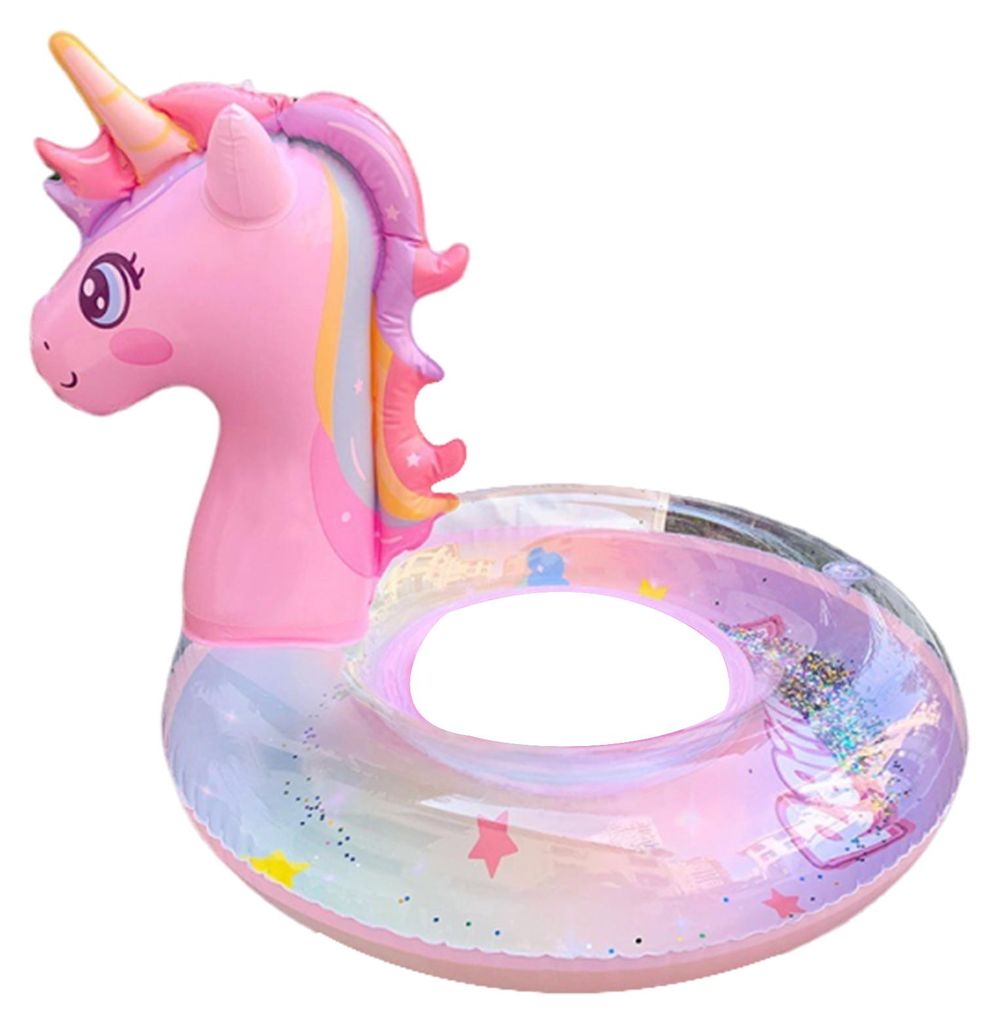 Schwimmring mit Cartoon-Pferd, Sitzgriff, aufblasbarer Schwimmring für Kinder aus verdicktem PVC, Sommer-Pool-Schwimmring, Spielzeug A