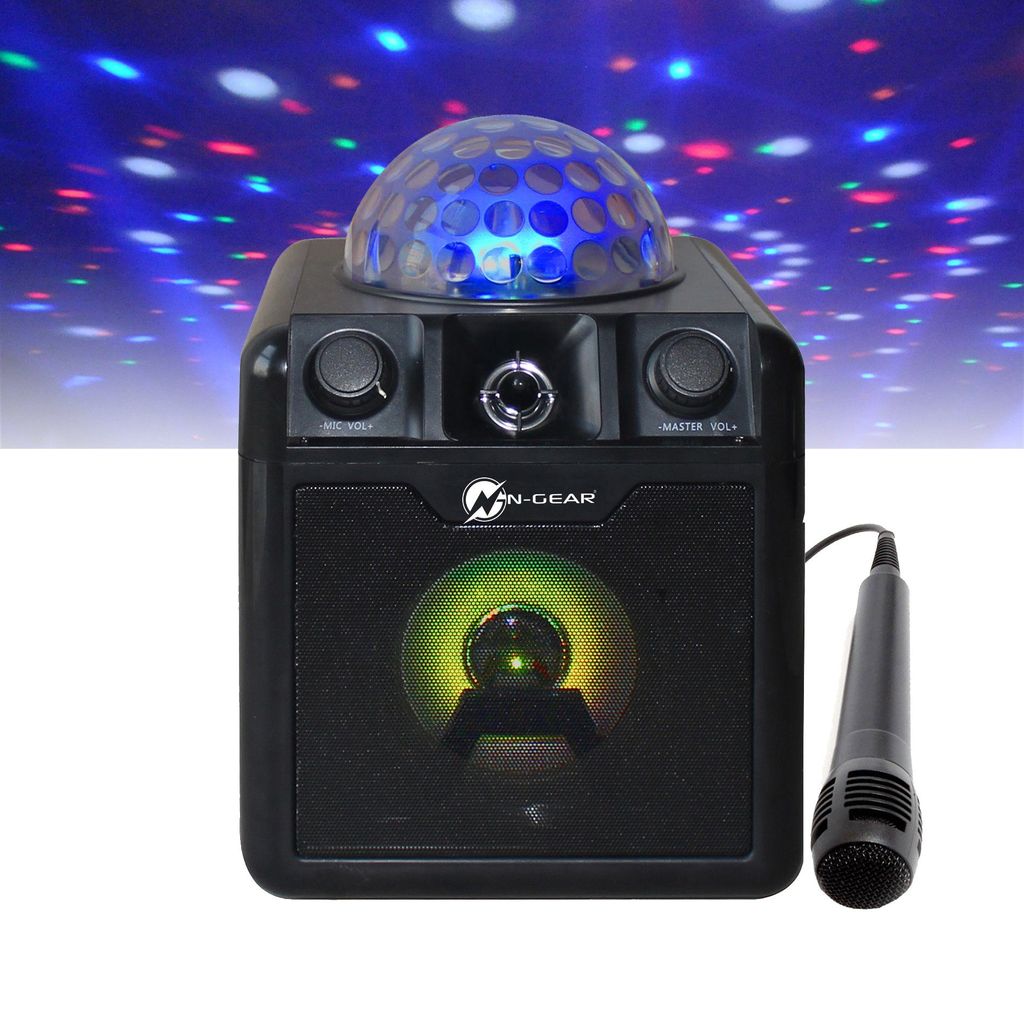 Bluetooth-Lautsprecher mit Disco-Licht Mit drahtlosem Mikrofon und Fernbedienung