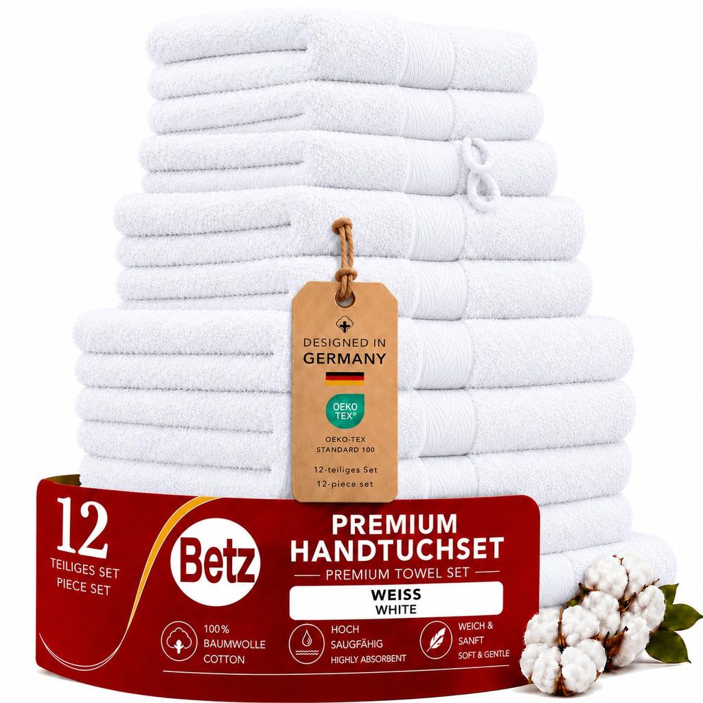 Betz Premium Handtuch-Set 12-teilig – 100% Baumwolle – ®  – Produktbild  KI-generiertes Bild