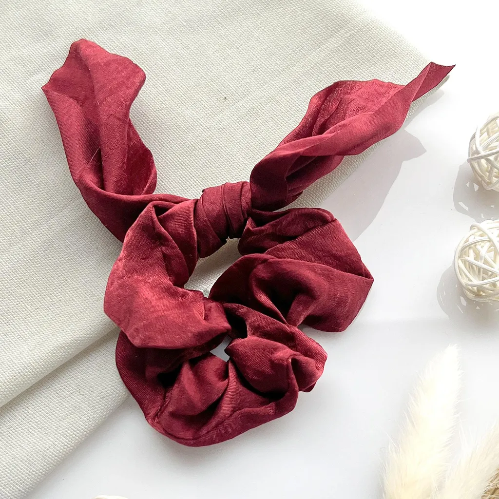 Fascetta Capelli Raso Bordeaux Nodo Farfalla Elegante Vintage