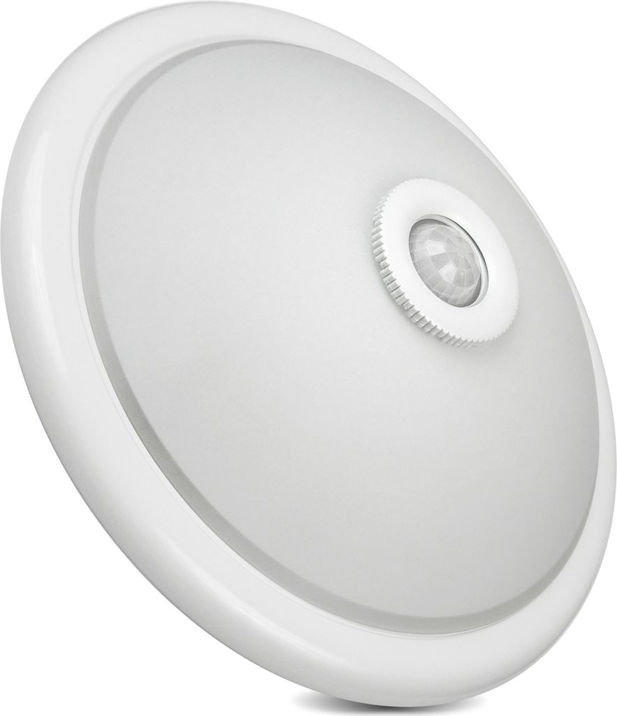 A white LED ceiling light with a motion sensor.