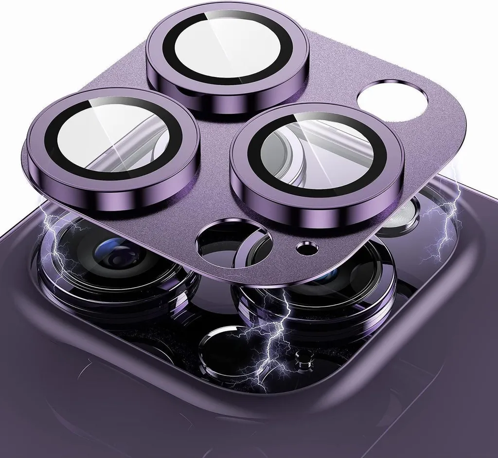 Protection Appareil Photo iPhone 14 Pro Max Violet 9H sans Bulle d'Air