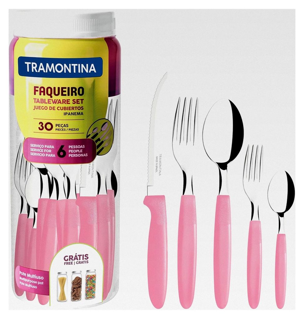 Ipanema Besteckset für 6 Personen, 30-teilig, Edelstahl, rosa Griff
