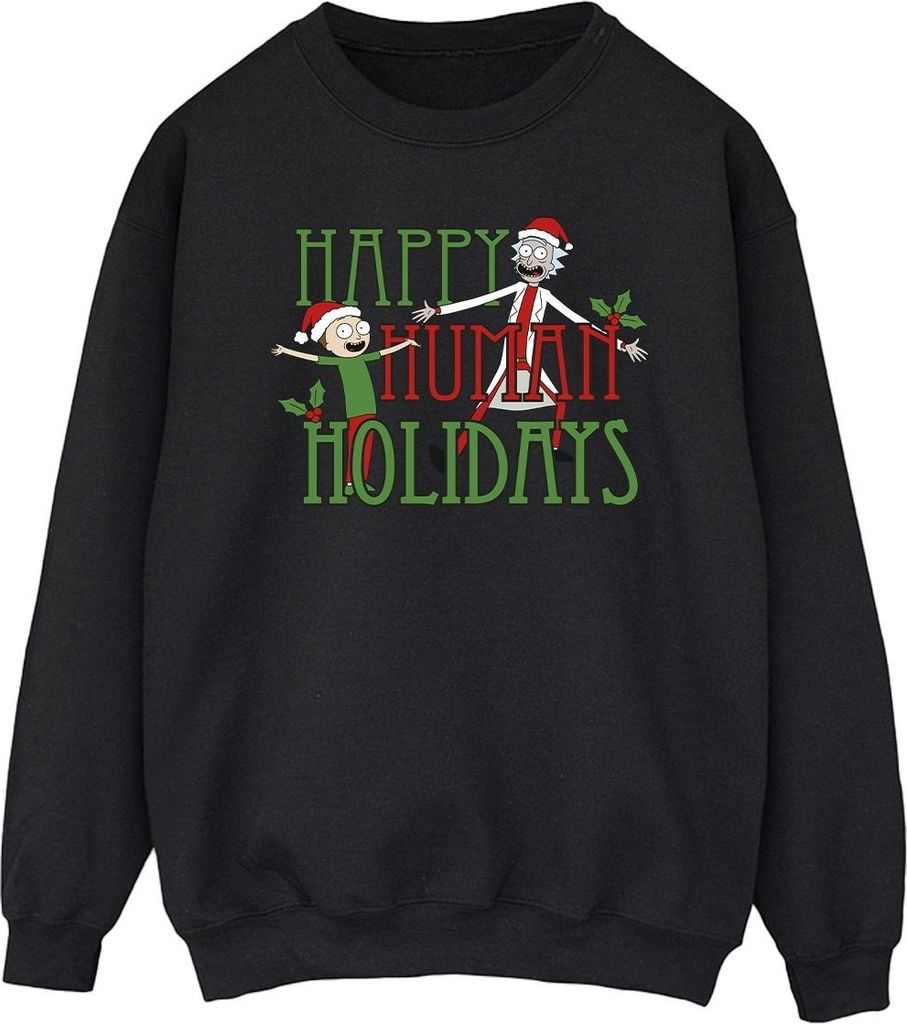 Rick And Morty - "Happy Human Holidays" Sweatshirt für Herren BI43721 (S) (Schwarz)