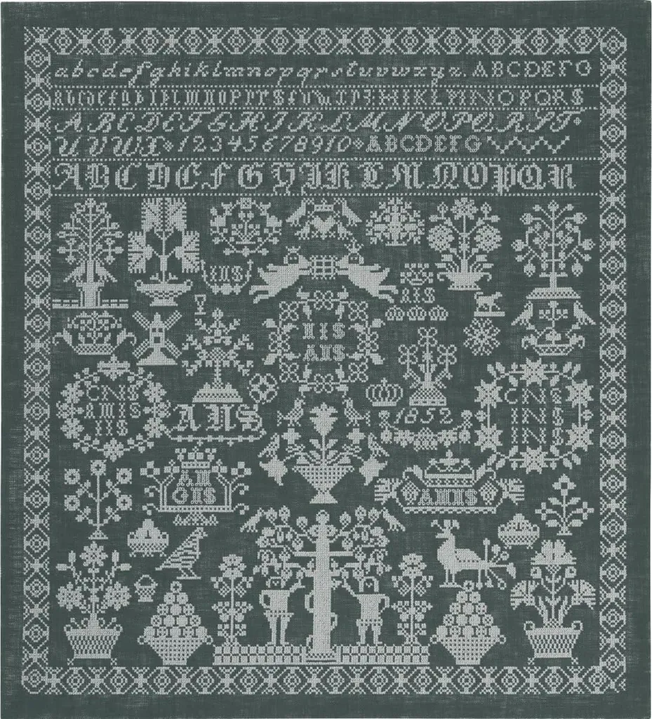 Kit point de croix Permin 39-7339 broderie facile sur tissu gris 54x59