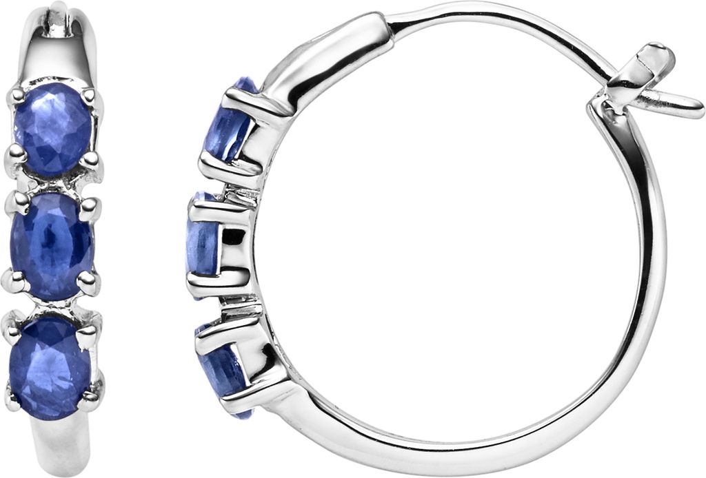 Vira Jewels Ohrringe 925/- Sterling Silber 1,8 cm weiß Saphir blau 147210001