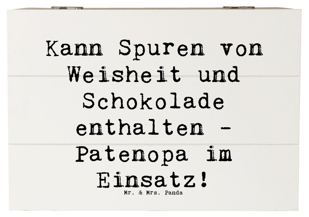 Mr. & Mrs. Panda Truhe Spruch Patenopa und Weisheit 22 x 15 cm - Weiß - Geschenk, Box, Humor, holz, handgemacht, Patenschaft, Schatzkiste, Familie...
