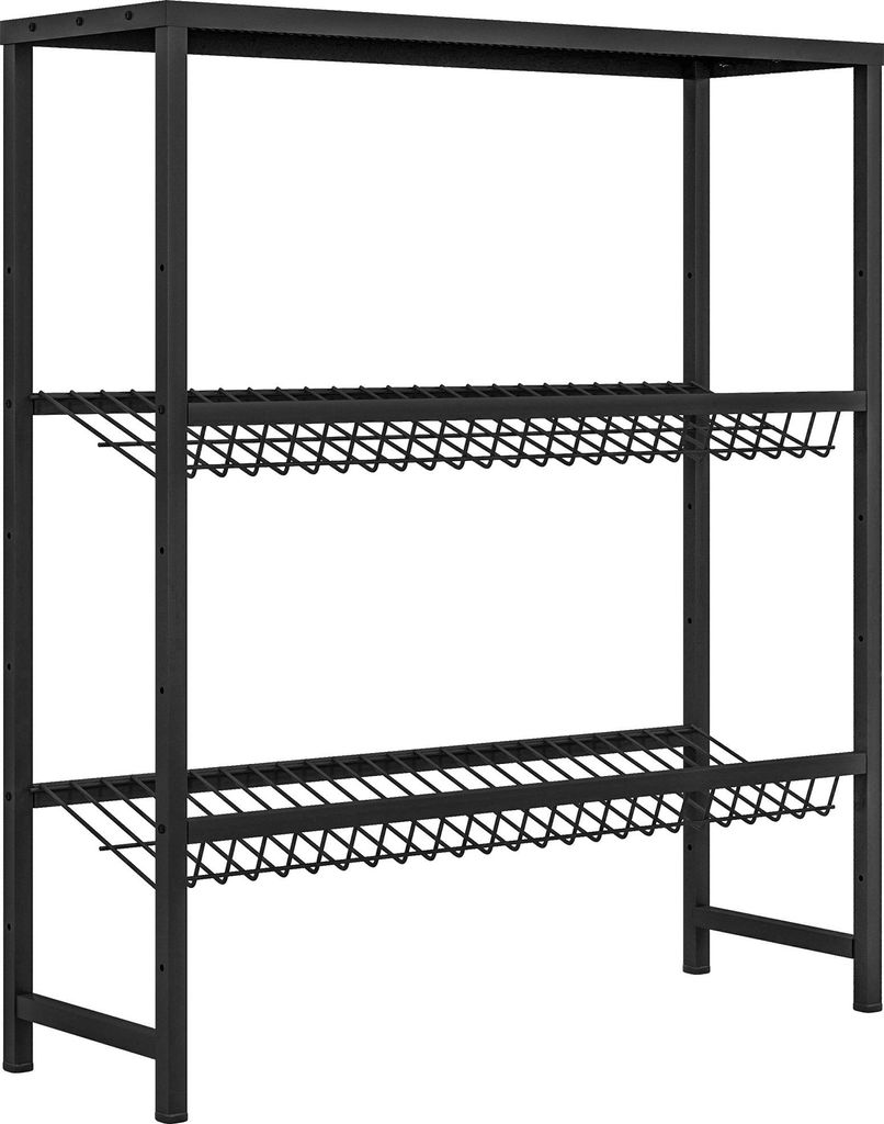 Getränkekistenregal freistehend für 6 Kisten, verstellbare Regalhöhe, 3 Ebenen, rutschfest, 103 x 33 x 113,5 cm, Stahl schwarz