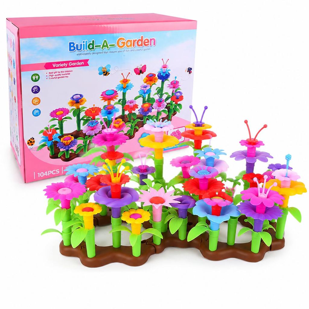 104-teiliges Blumen Steckspiel für Kinder ab 3 Jahren – Produktbild  KI-generiertes Bild
