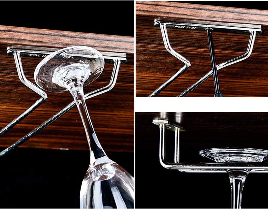 Weinglas-Regal Aus Edelstahl, 45 Cm, Hängend – Für Unterbauschrank, 1-reihig