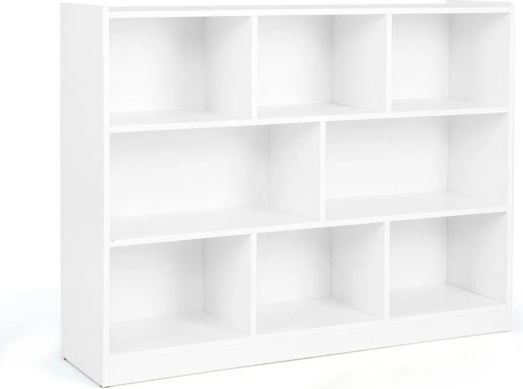 Bibliothèque pour bureau et salon meuble de rangement blanc 8 cases