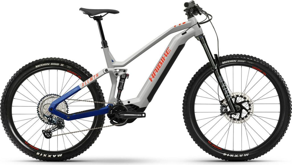 Haibike ALLMTN 7 soft grey/red/blue glänzend 29"/27,5" 720 Wh Diamant E-Mountainbike in Grau
