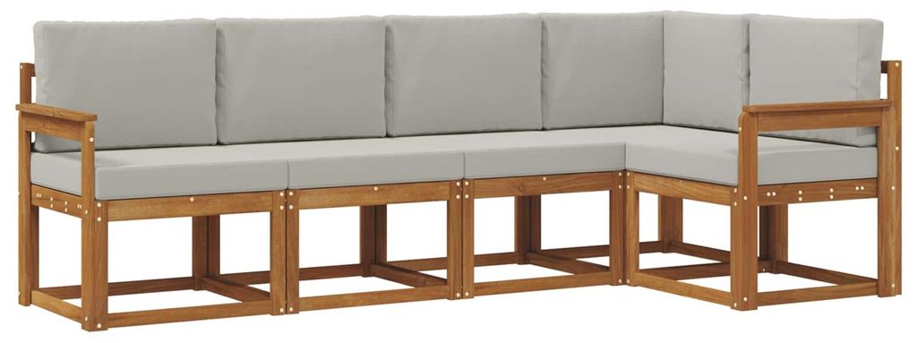 vidaXL Outdoor-Sofagarnitur mit Kissen 5 pcs Natürlich und Hellgrau
