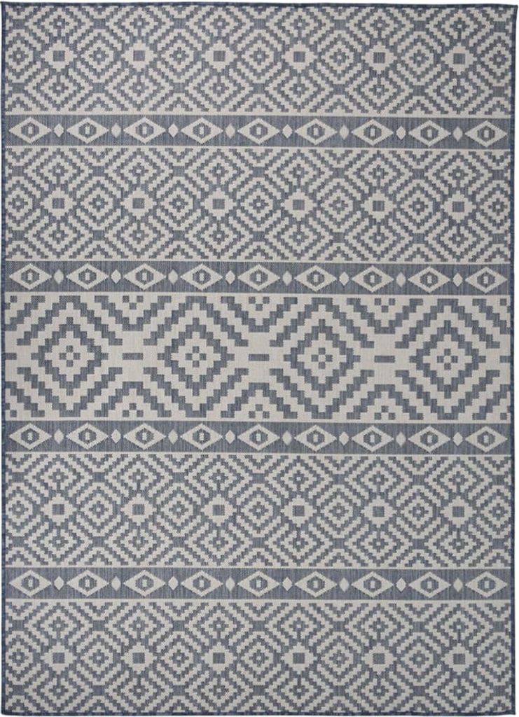 Prolenta Premium Outdoor-Teppich Flachgewebe 200x280 cm Blau Gestreift