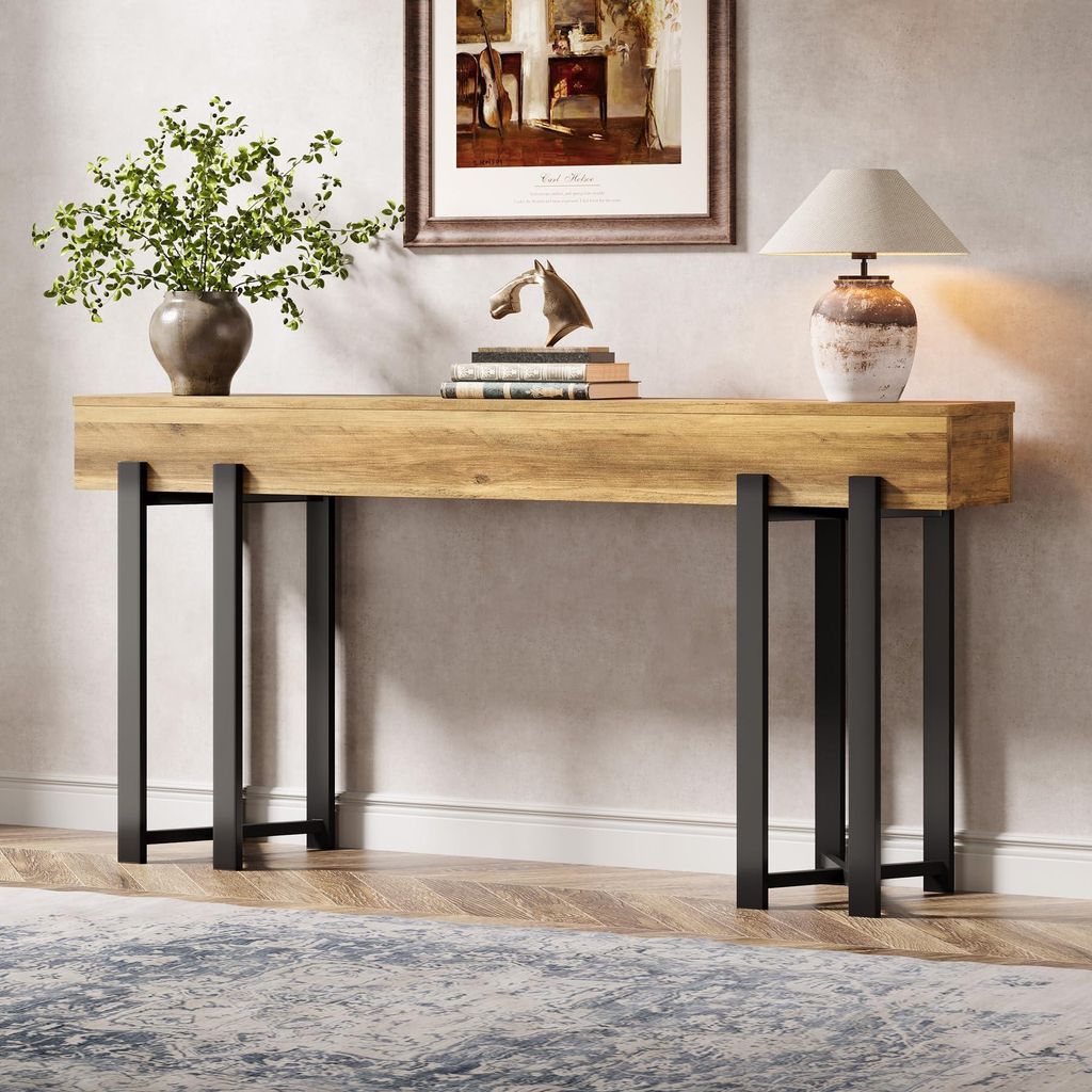 Consolle stretta Tribesigns da 160 cm, in stile rustico - Immagine del prodotto 