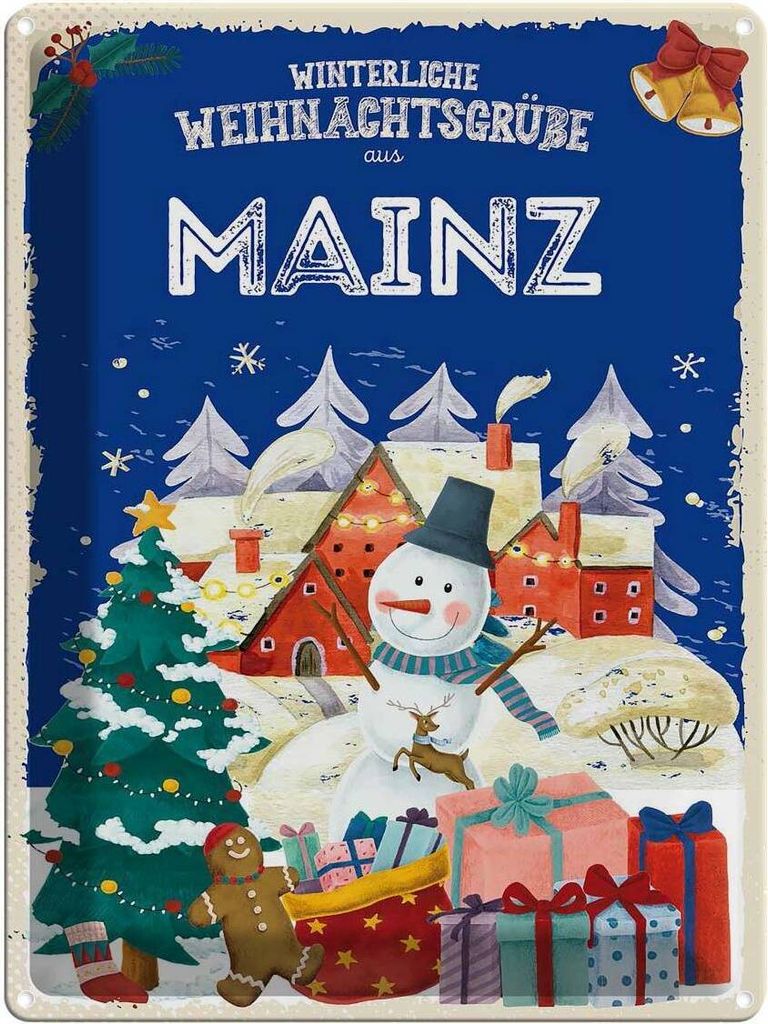 vianmo Blechschild 40x30 cm Weihnachtsgrüße MAINZ Abenteuer Reisen Urlaub Weihnachten Fest