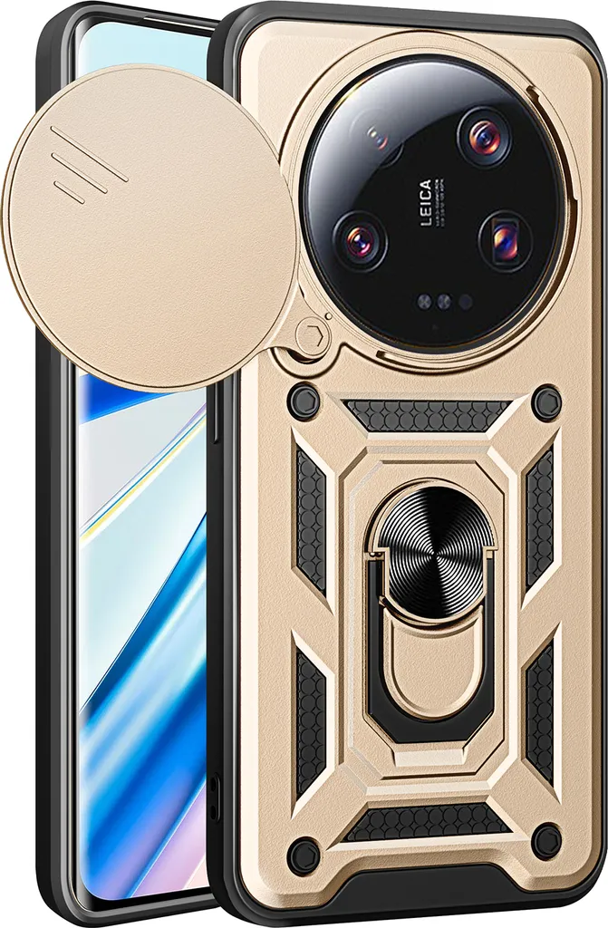 Cover Xiaomi 14 Luxury Gold - Supporto Anello e Protezione Totale
