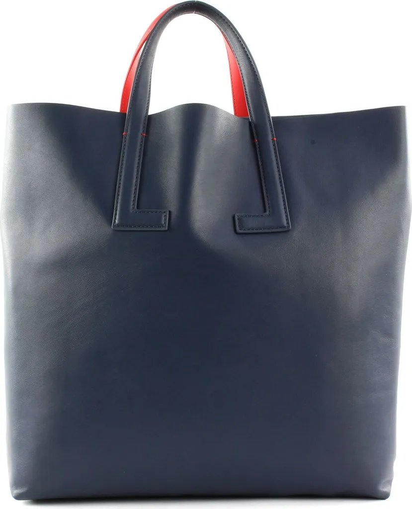 Sac à Épaule Lacoste Cuir de Luxe Double Tote Parrot Bleu et Rouge