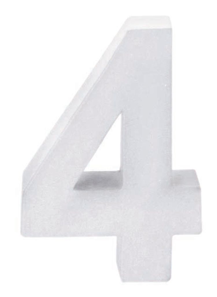Papp Zahl 4 weiss 10 x 3,5cm