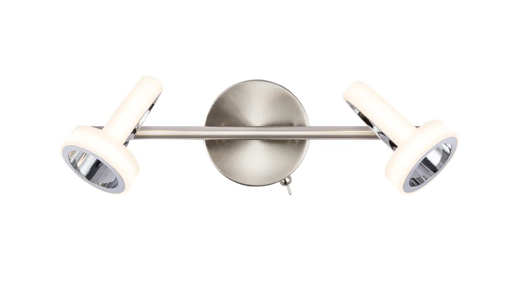Rampe de 2 spots LED orientables 3000K blanc chaud avec interrupteur intégré