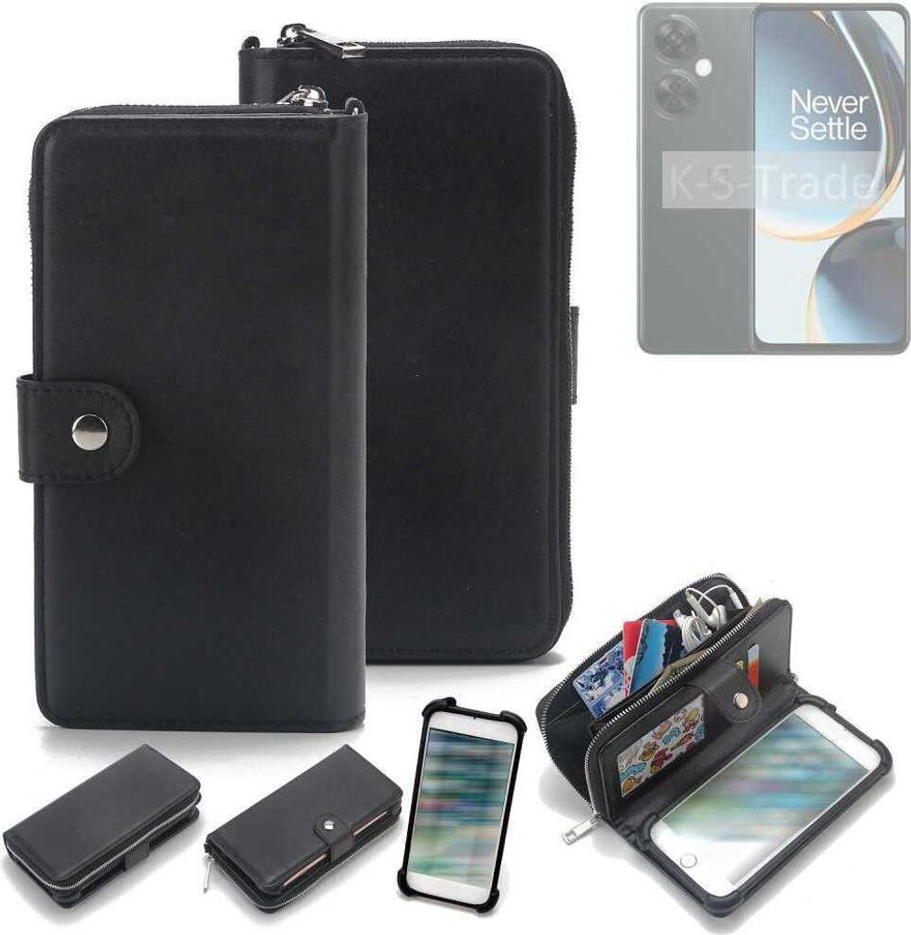 K-S-Trade 2in1 Handyhülle Schutzhülle kompatibel mit OnePlus Nord CE 3 Lite & Portemonnee Cover Handy Hülle Case Etui Geldbörse Wallet Bookstyle