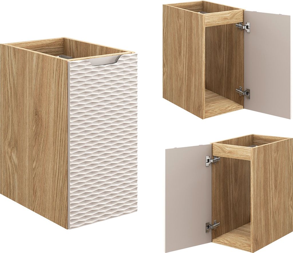 Unterschrank in Eiche mit beige OLUO-56-BEIGE