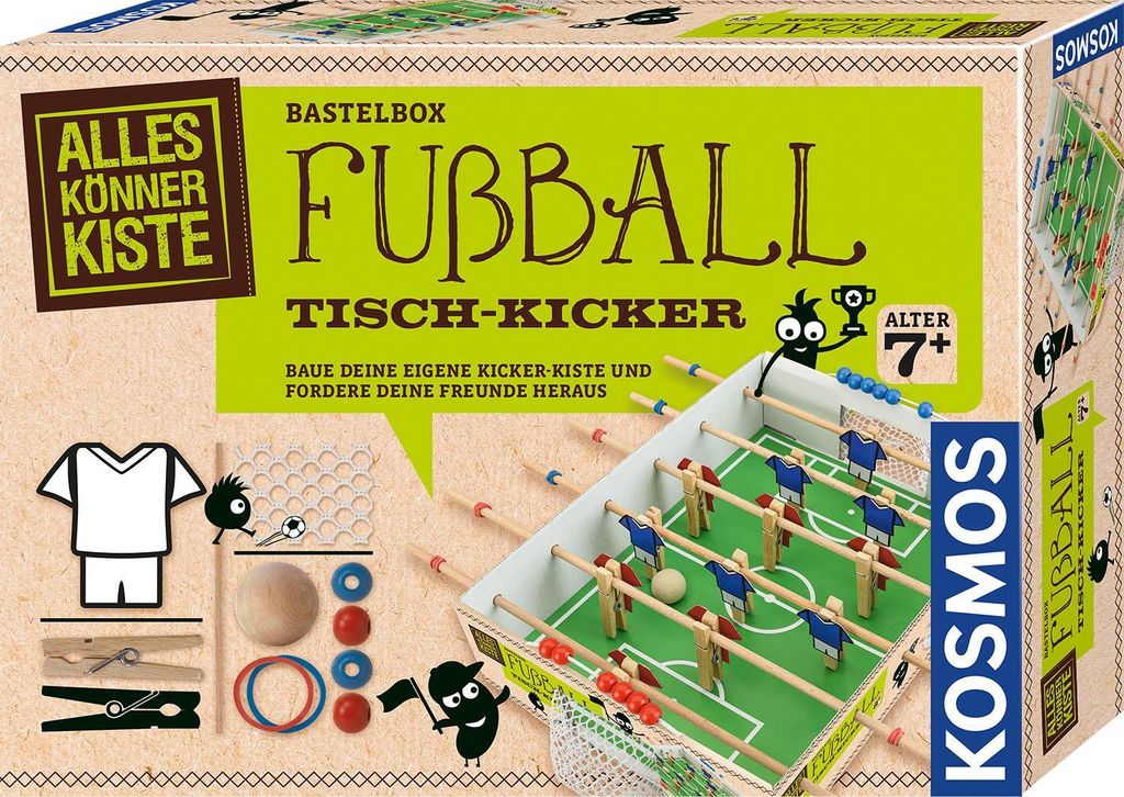 Kosmos 604479 AllesKönnerKiste Fußball Tisch-Kicker, DIY-Bastelset für Jungen und Mädchen ab 7 Jahre, Komplett-Set zum Basteln, Bauen und Tisch...
