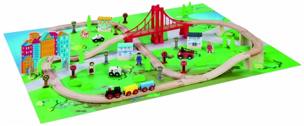 Train Seaside Town Maxim 50139 en bois robuste avec wagons aimantés