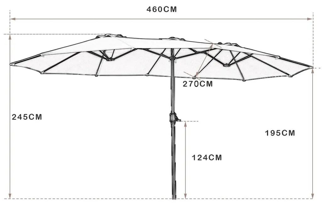 Parasol terrasse 2,7m beige double toile idéal pour repas en plein air