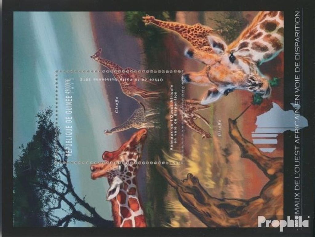 Briefmarken Guinea 2012 Mi Block 2074 (kompl. Ausgabe) postfrisch Gefährdete Tiere Westafrikas