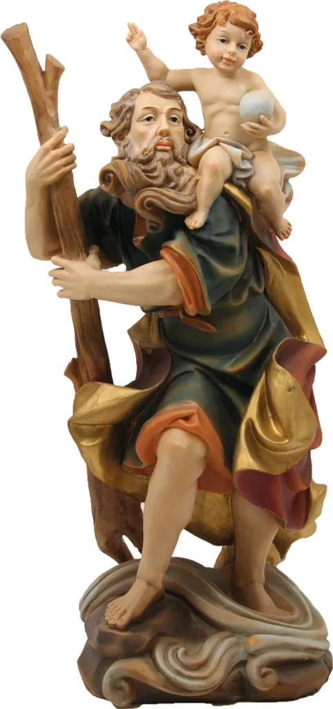FADEDA San Cristoforo / altezza: 31 cm / dipinto a mano / figure dettagliate del presepe - Accessori per culla per la decorazione della tavola di Natale
