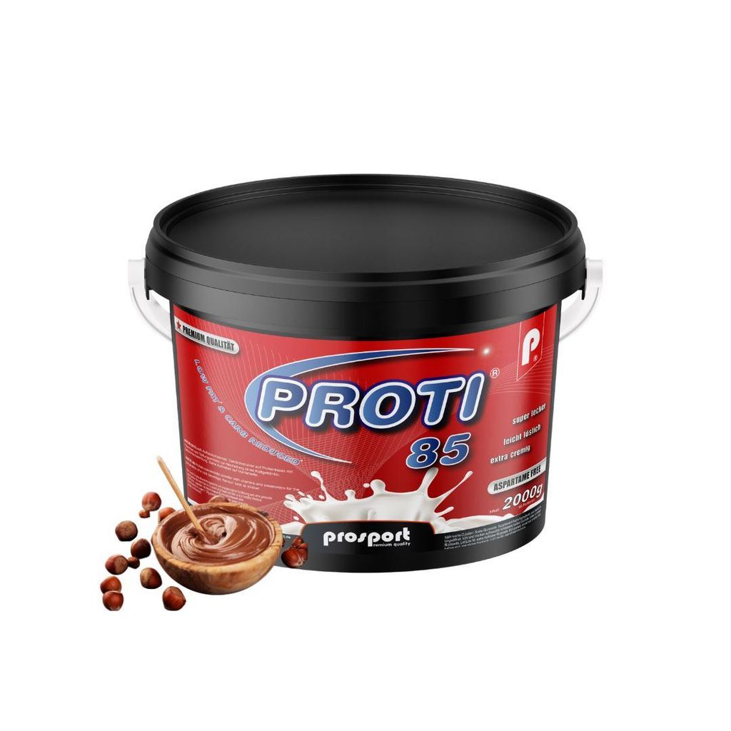 Prosport Proti 85 – Nuss-Nougat 2000g - Mehrkomponenten-Protein mit Whey, Casein & Eialbumin – 10 Vitamine, BCAAs & EAAs – Eiweißshake, ex...
