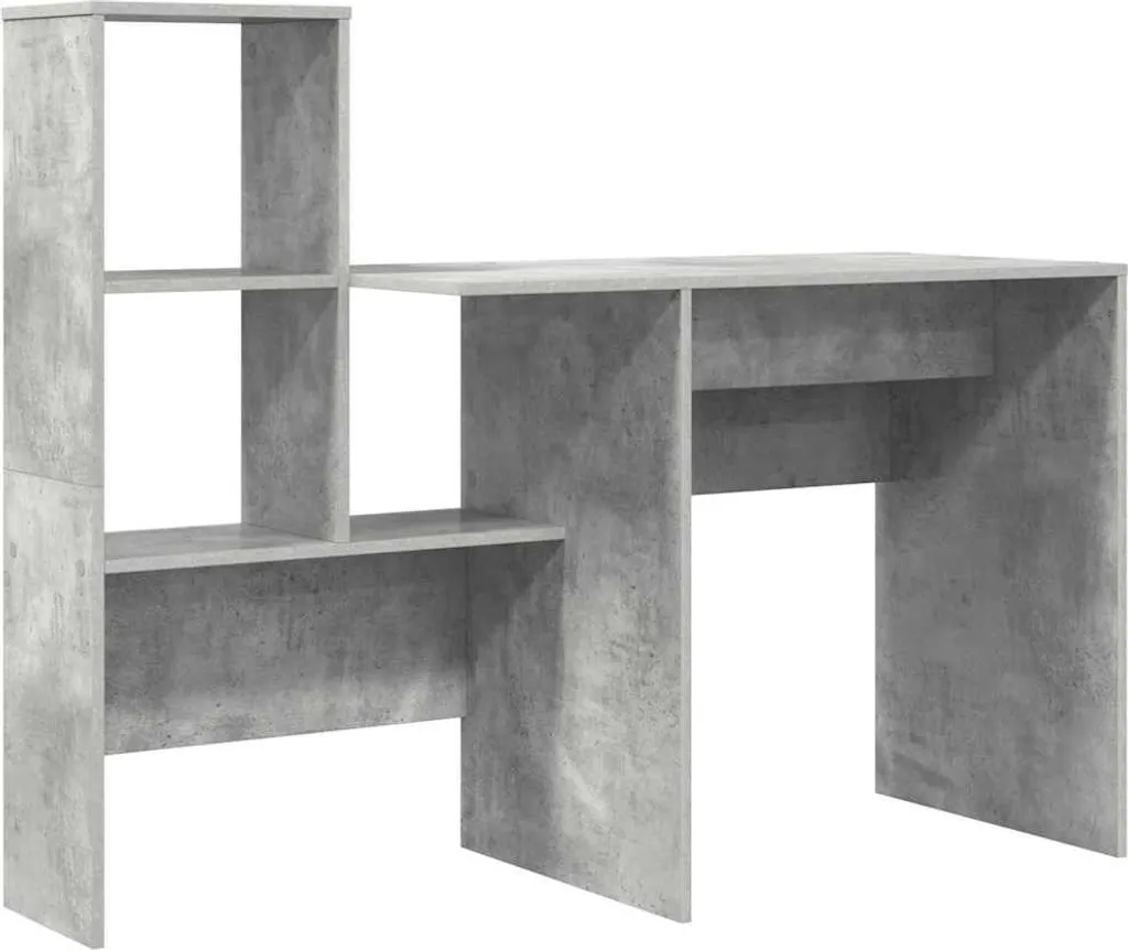 vidaXL Desk grigio cemento 131,5 x 50 x 106,5 cm materiale a base di legno