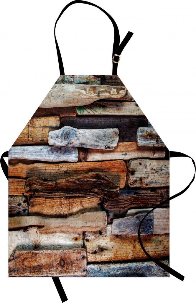 ABAKUHAUS Treibholz Kochschürze, Hölzerner Thema-Treibholz und knorrige Planken im Weinlese-Art-Entwurfs-Digital-Bild, Farbfest Höhenverstellbar...