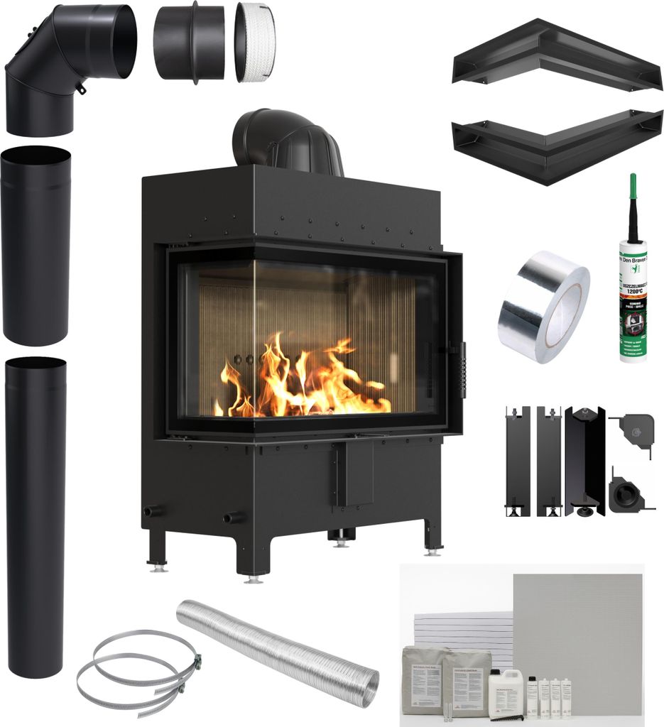 KRATKI LUCY Links 14 kW Ø200 SCHWARZ Kamineinsatz Produktbild 