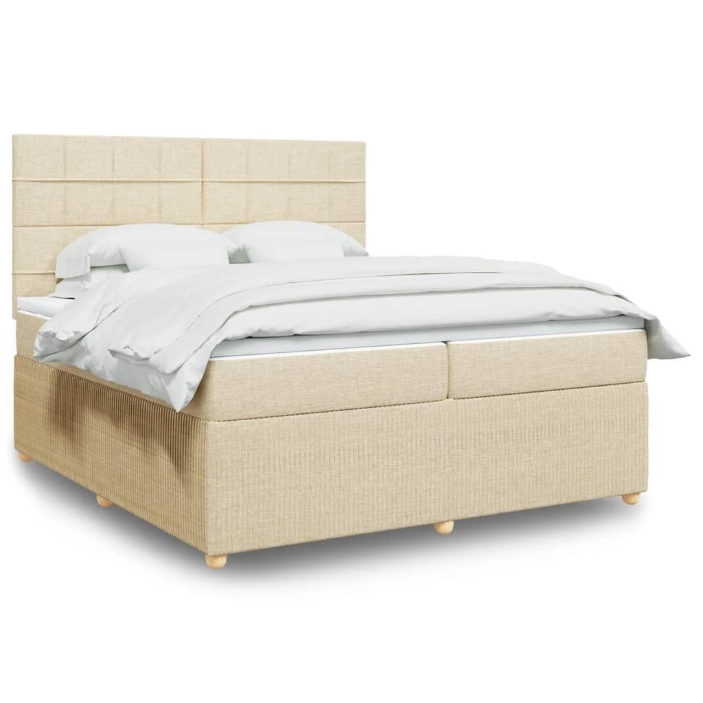 Maison Exclusive - Boxspringbett mit Matratze Creme 200x200 cm Stoff
