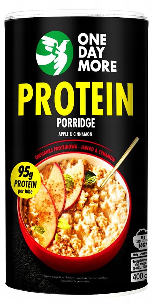 OneDayMore | Protein Porridge Apfel Zimt ohne Zuckerzusatz | Haferflocken mit Whey Protein, ballaststoffreich, fertig in 3 Minuten 450 g