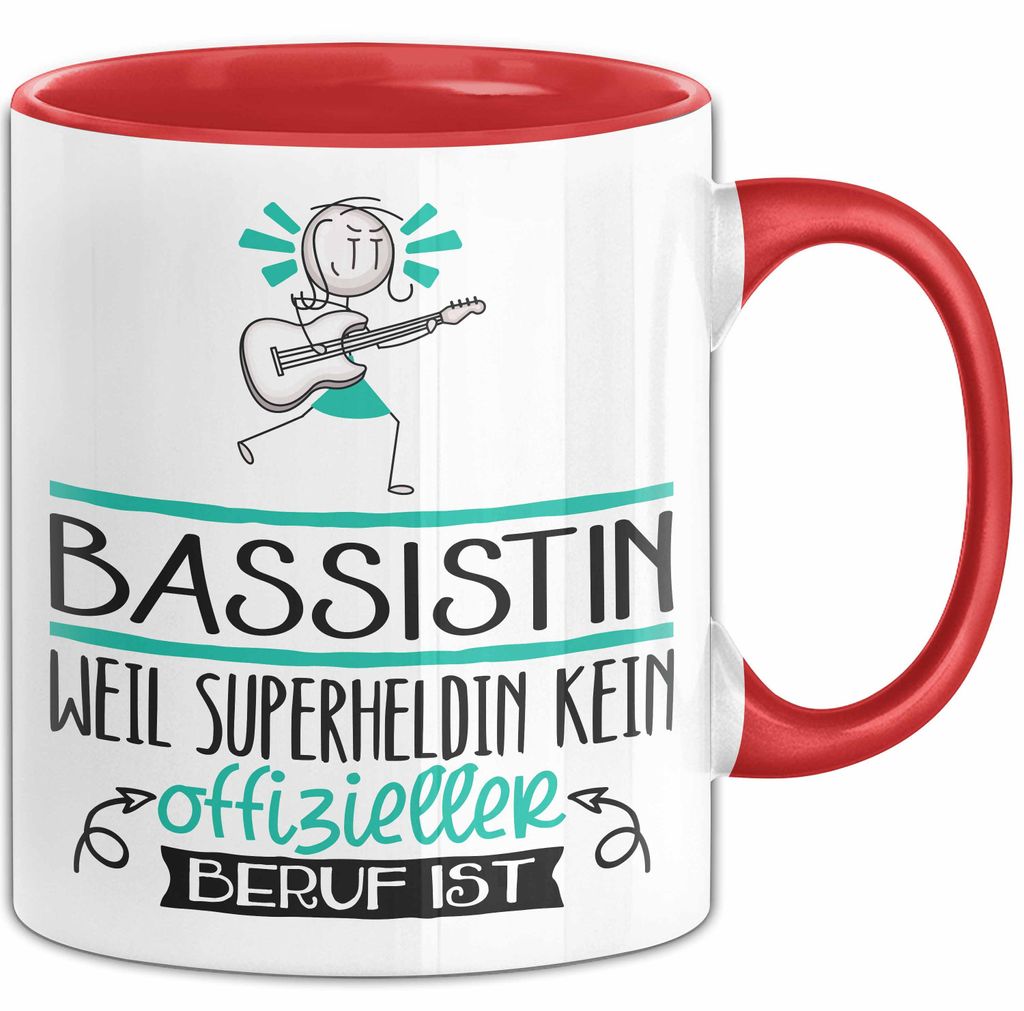 Bassistin Geschenk Tasse Lustiger Spruch Bassistin Weil Superheldin Kein Offizieller Beruf Ist Geschenkidee (Rot)