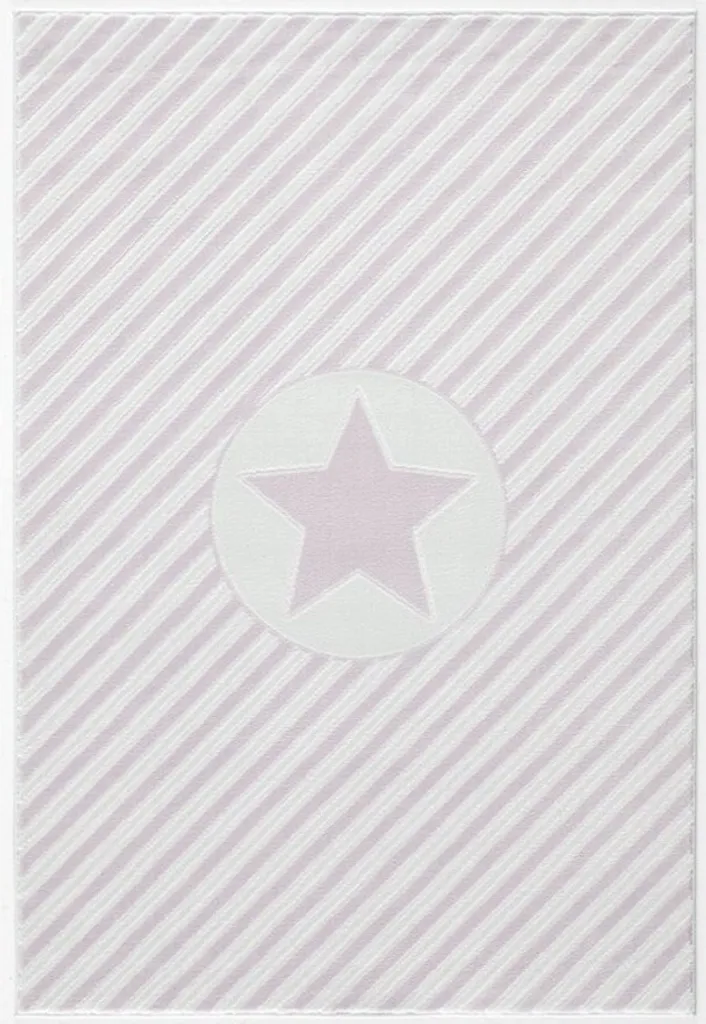 Tapis enfant anti-poussière Livone 120x180 cm Rose Blanc Decostar