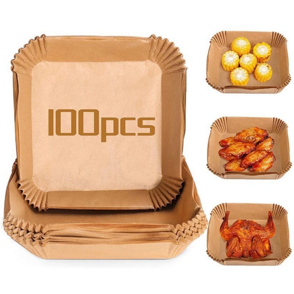 100 Blatt Backpapier für die Heißluftfritteuse, 20 x 20 cm Produktbild 