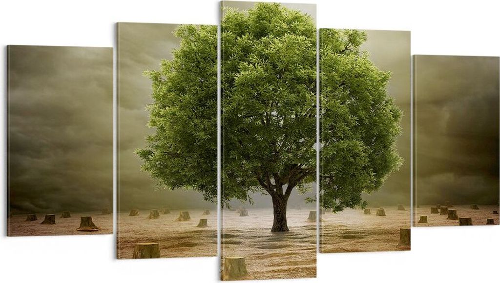 Bild auf Leinwand - Leinwandbild - Baum Feld Umwelt - 160x85cm - Wand Bild - Wanddeko - Wandbilder - Leinwanddruck - Bilder - Kunstdruck - Wanddeko...