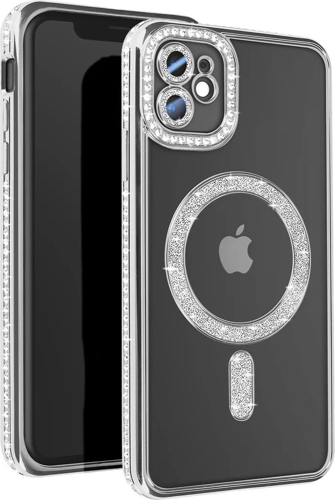 Cover MagSafe iPhone 11 Avizar Argento Strass - Protezione e Stile