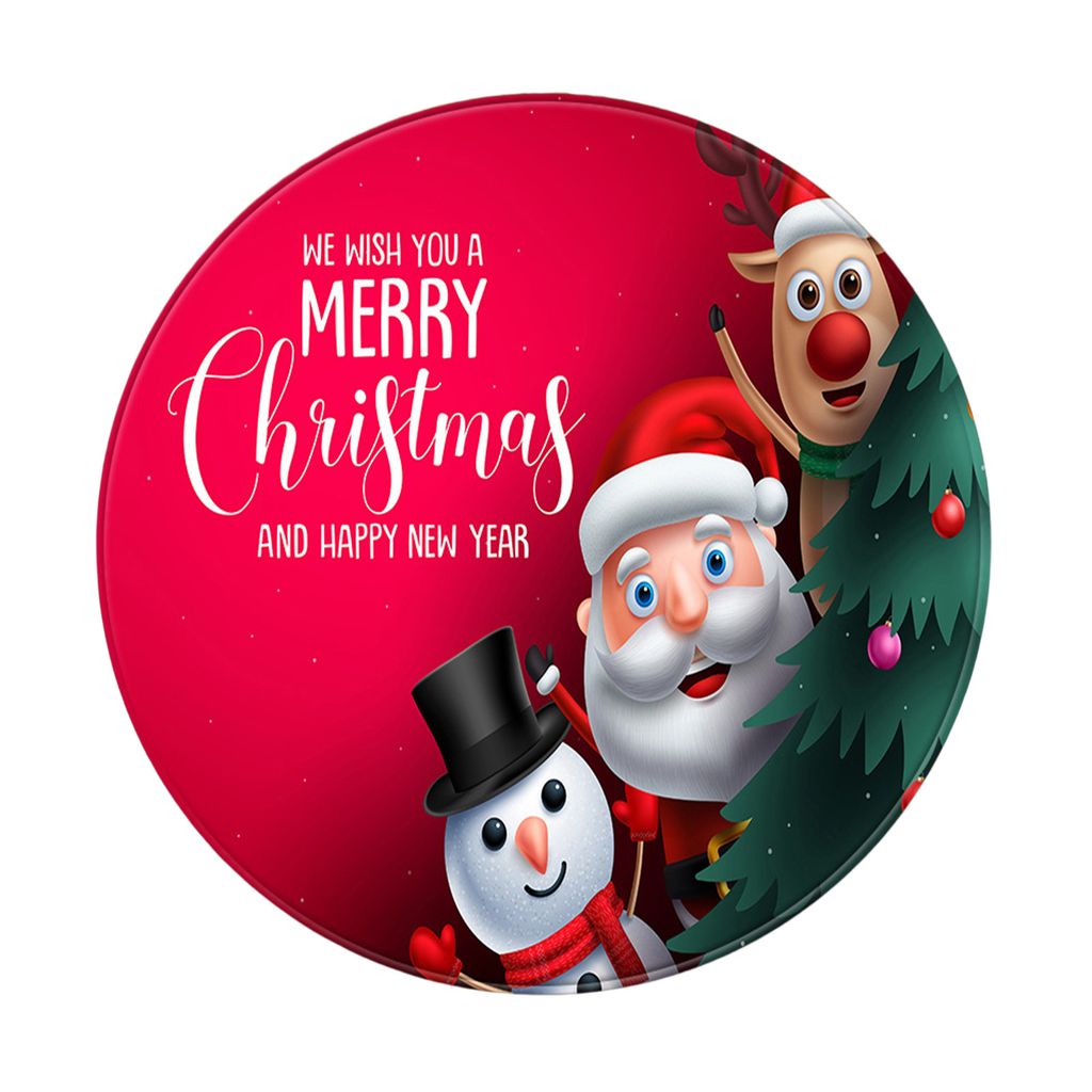 Weihnachtsmatte Runde Easy Clean Anti-Rutsch Hotel Home Rouhsurne Outdoor Tür Teppich Urlaub Nachbildung täglich Gebrauch-Größen:80 cm