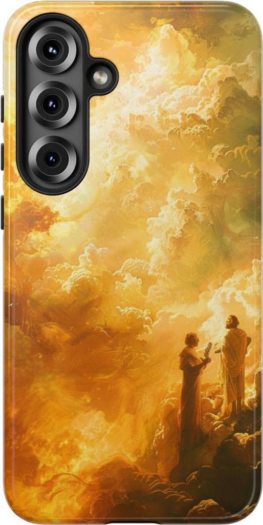 Erhabene Gestalten in goldenen Wolken – Hülle Kompatibel mit Samsung Galaxy S25 Plus