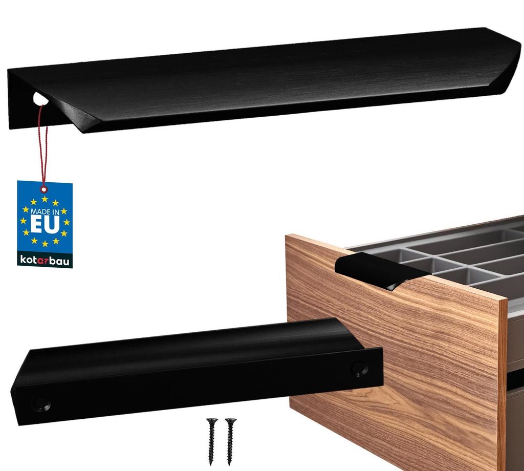 KOTARBAU Möbelgriff Schrankgriffe 148 mm Schwarz Matt ZnAl Hinterschraubgriffe Kantengriff Schubladengriffe Küche Modern