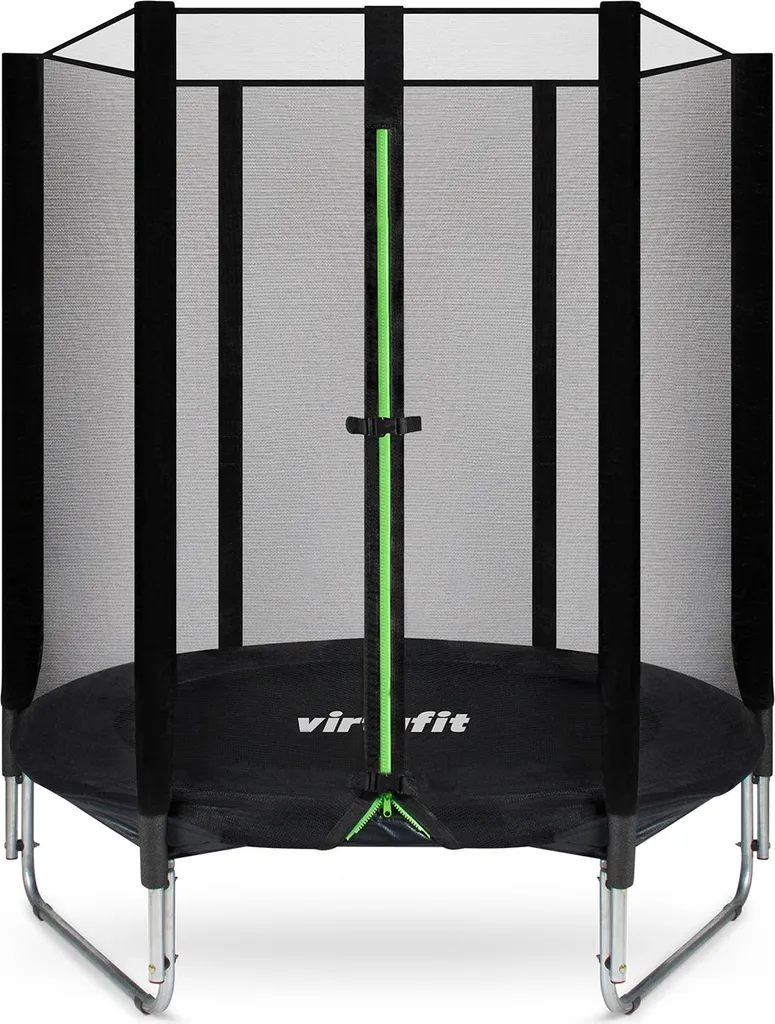 Trampoline enfant 140 cm VirtuFit sécurisé avec filet et bord noir