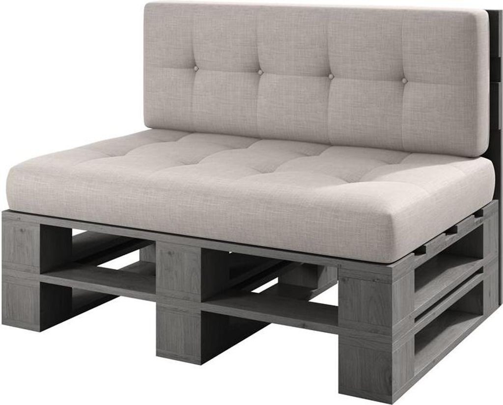 Lermowood Palettenmöbel Mp Bank 120 x 80 x 30 cm Grau | Europaletten Indoor und Outdoor Lounge Gartenmöbel Holz Gartenmöbel Set Lounge Möbel Te...
