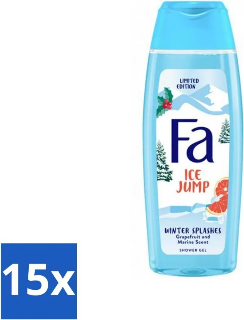 Fa - Gel doccia - Winter Splashes Ice Jump - Fragranza fresca e rinfrescante - Nutriente - 250 ml - Value pack - 15 pezzi