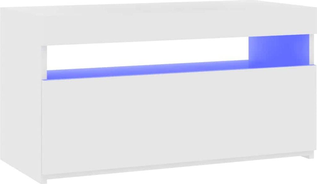 vidaXL TV-Schrank mit LED-Leuchten Hochglanz-Weiß 75x35x40 cm